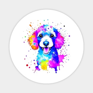 Colorful Poodle Splatter Art - Elegant Canine Expression Magnet